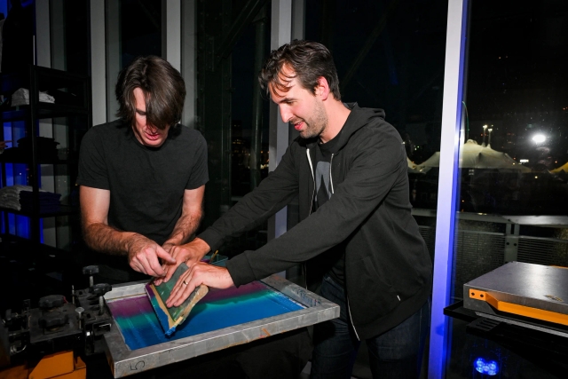 Fred K. Schott printing a t-shirt.